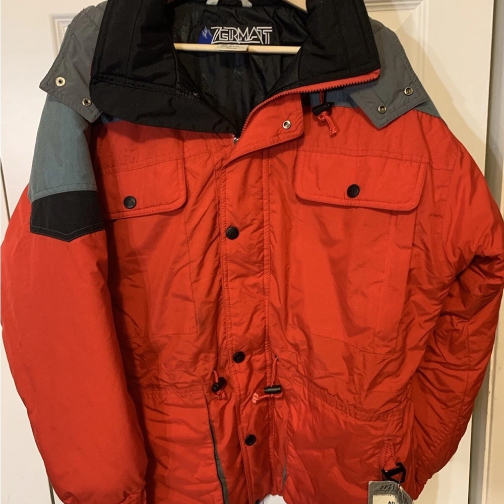 Vintage Zermatt Mens Sz‎ M Ski Snowboarding Red Black Jacket Coat